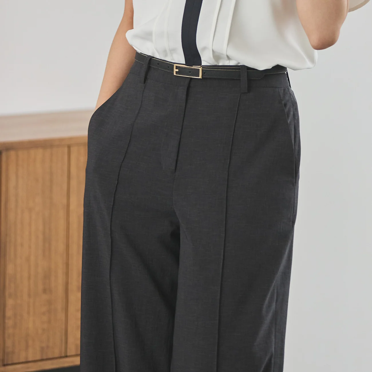 Flamingo Airy Wide Pants - Charcoal Gray - Image 5