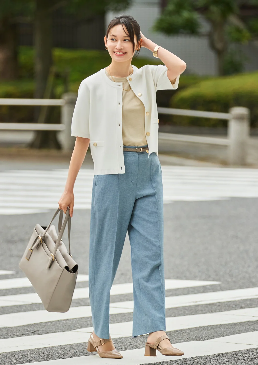Flamingo Pants Airy Washable Stretch Wide Pants - Blue - Image 8