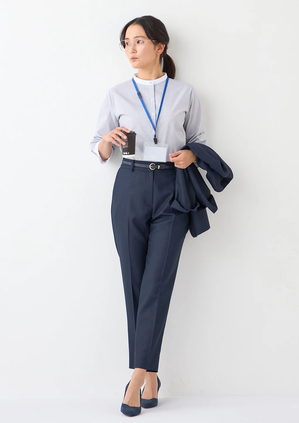 THE THIRD SUITS Linen-Like Cropped Pants - Navy - Image 18