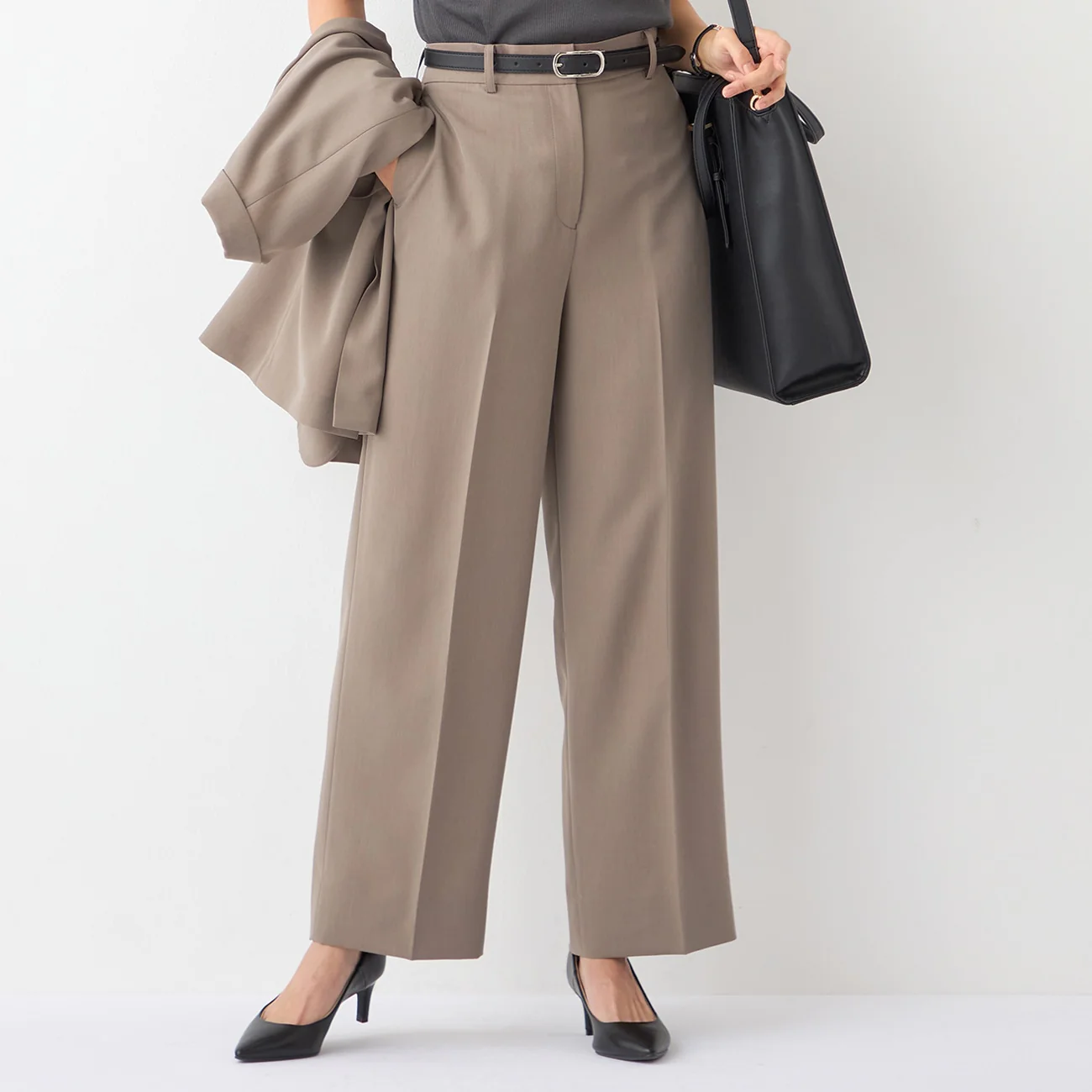 THE THIRD SUITS Washable Cool Touch Wide Pants - Beige - Image 9
