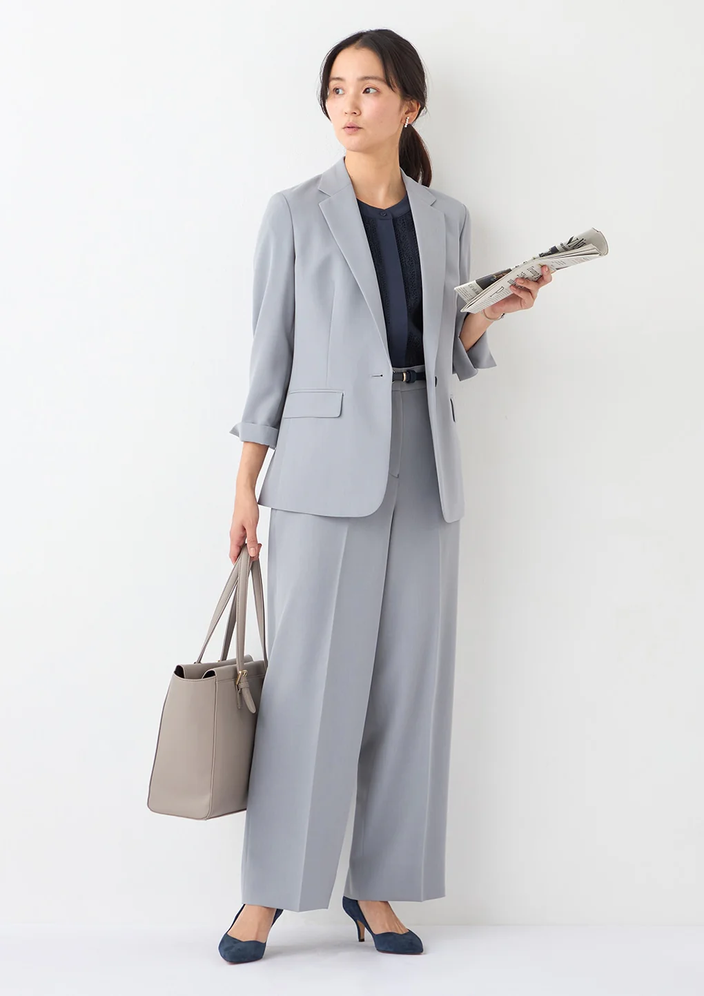THE THIRD SUITS Washable Cool Touch Wide Pants - Light Gray - Image 15