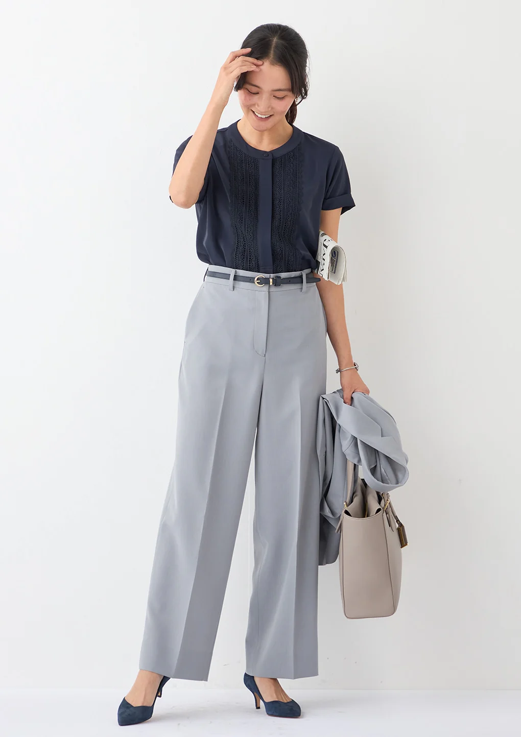 THE THIRD SUITS Washable Cool Touch Wide Pants - Light Gray - Image 16