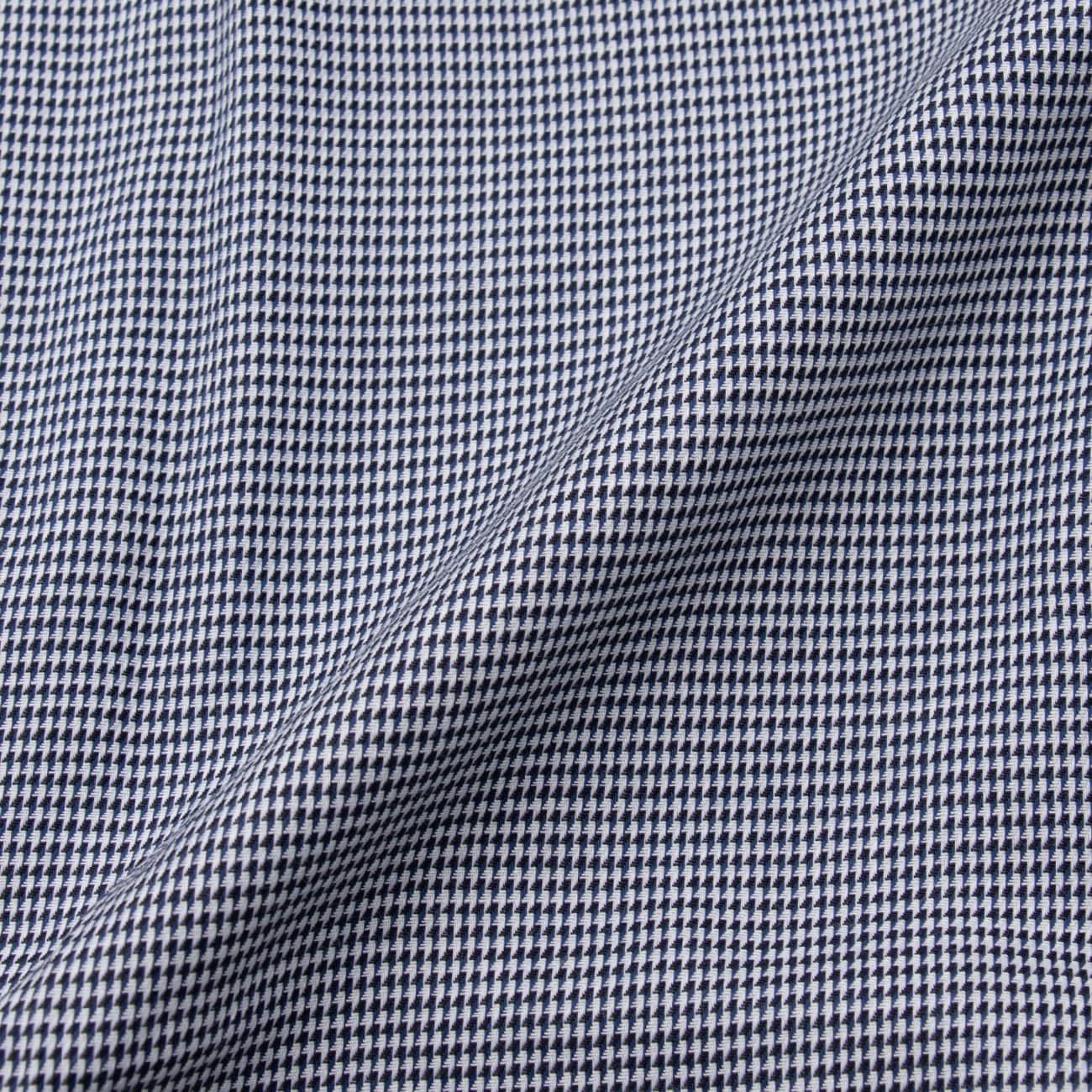 Business Casual Houndstooth Short Sleeve Button-Down Shirt - Navy - Image 4