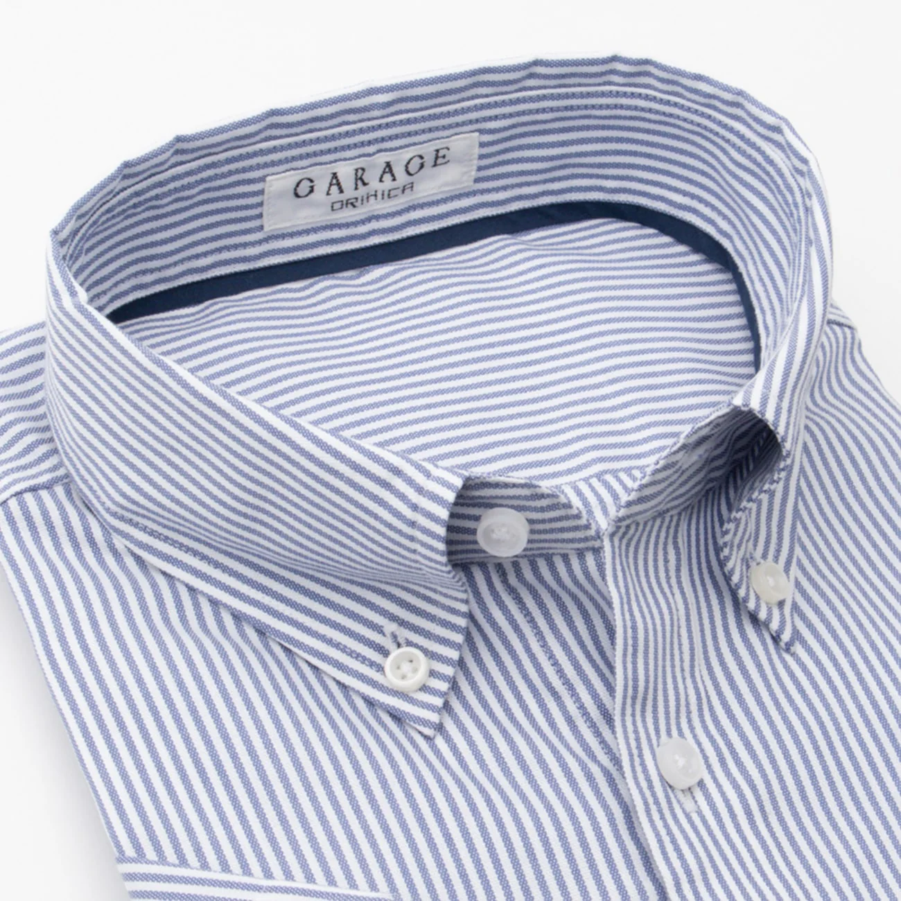 Business Casual Stripe Short Sleeve Button-Down Shirt - Blue - Image 4