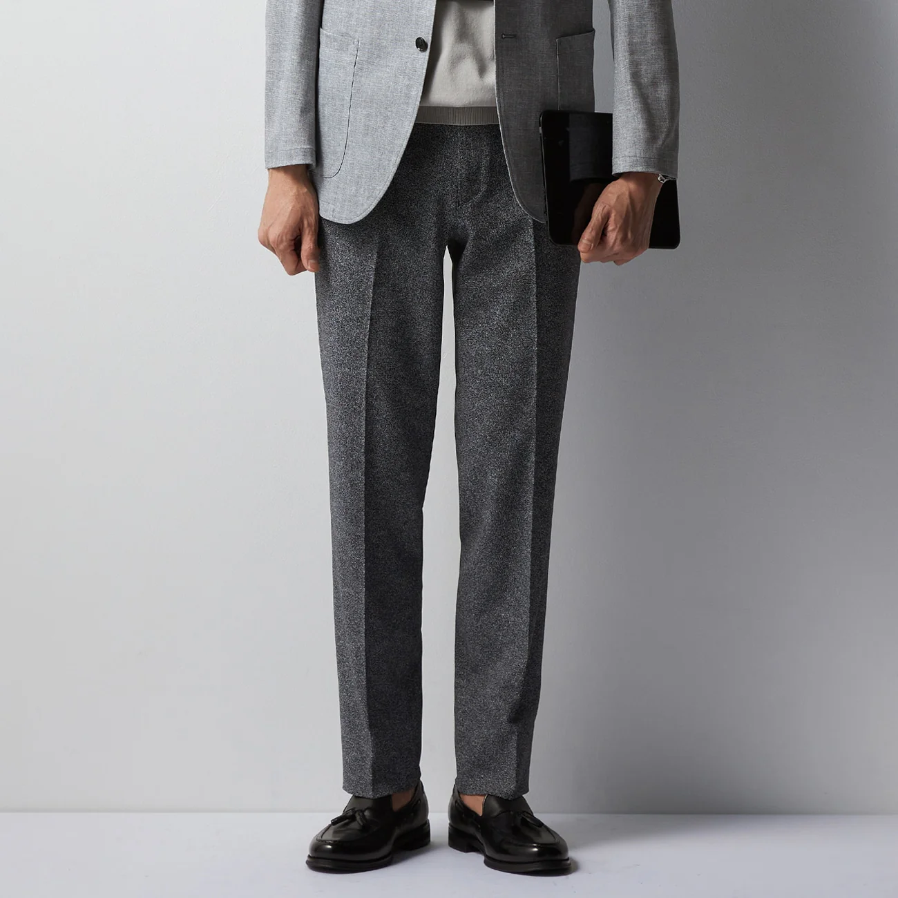 Business Casual High-Breathability Herringbone Pants - White & Black