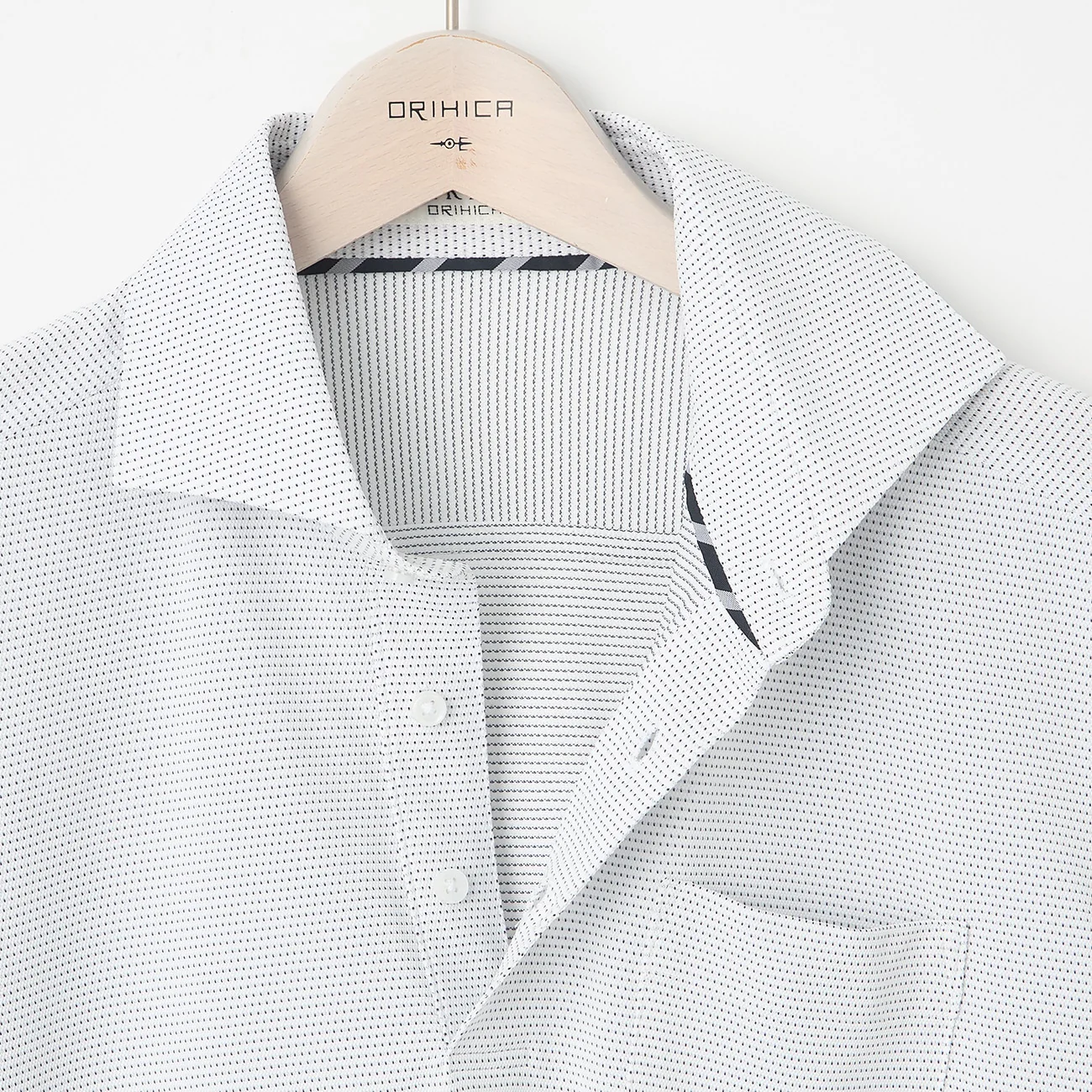 Sashiko Spread Collar Pullover Polo Shirt - Gray - Image 7