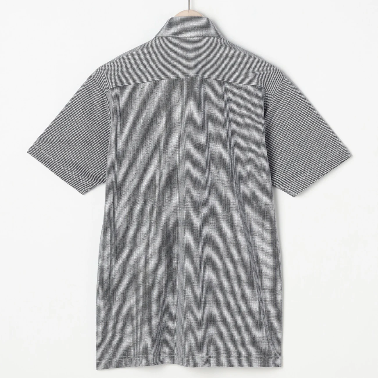 Pullover Button-Down Houndstooth Polo Shirt - Navy - Image 6