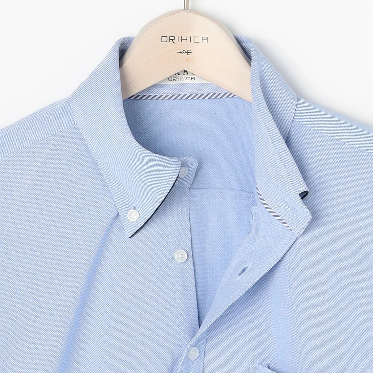 Full-Buttoned Button-Down Polo Shirt - Blue - Image 3