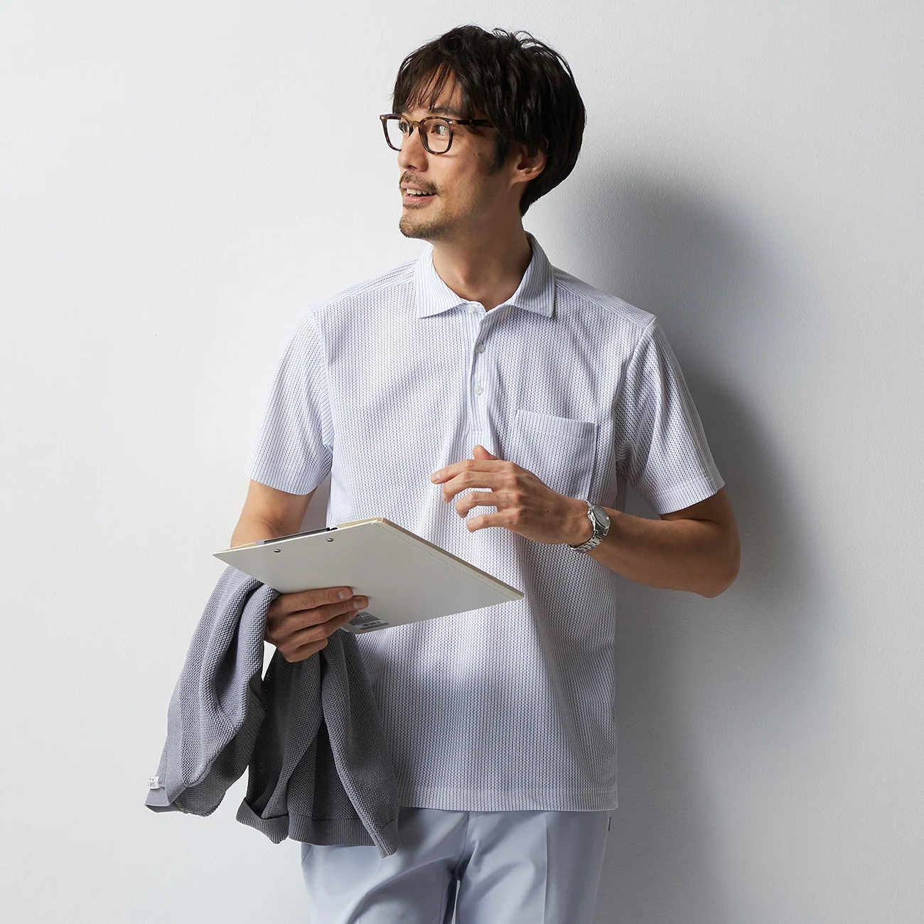 BIZSPO Striped Mesh Pullover Polo Shirt - Image 3