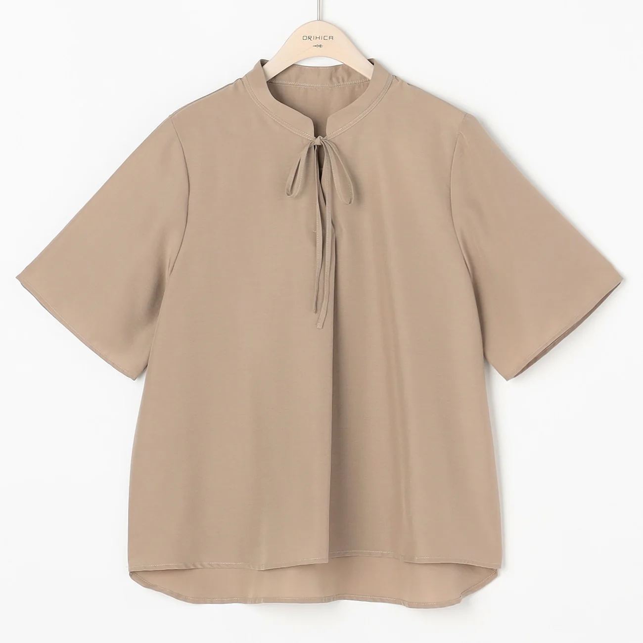 Stand Collar Blouse with Bow Tie - Image 15