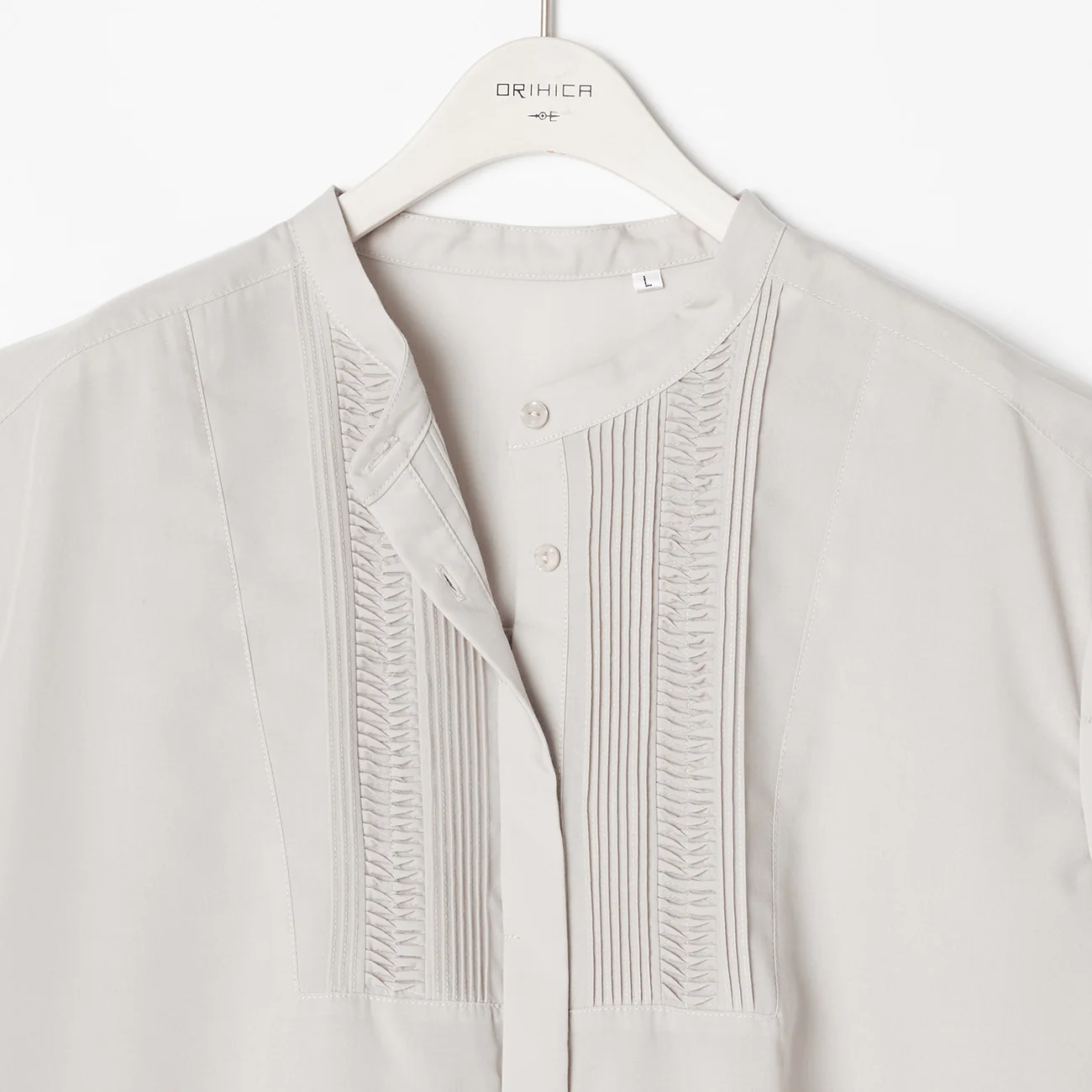 Pintuck Band Collar Blouse - Image 5