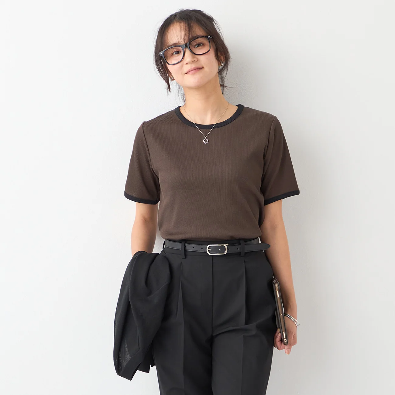 Contrast Ribbed Short Sleeve T-shirt - Image 15