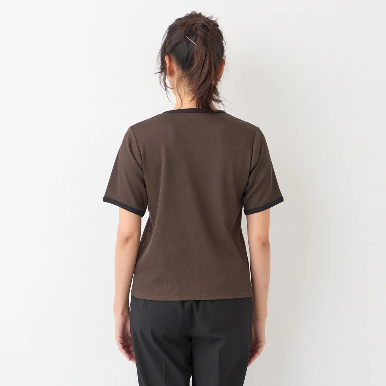 Contrast Ribbed Short Sleeve T-shirt - Image 17