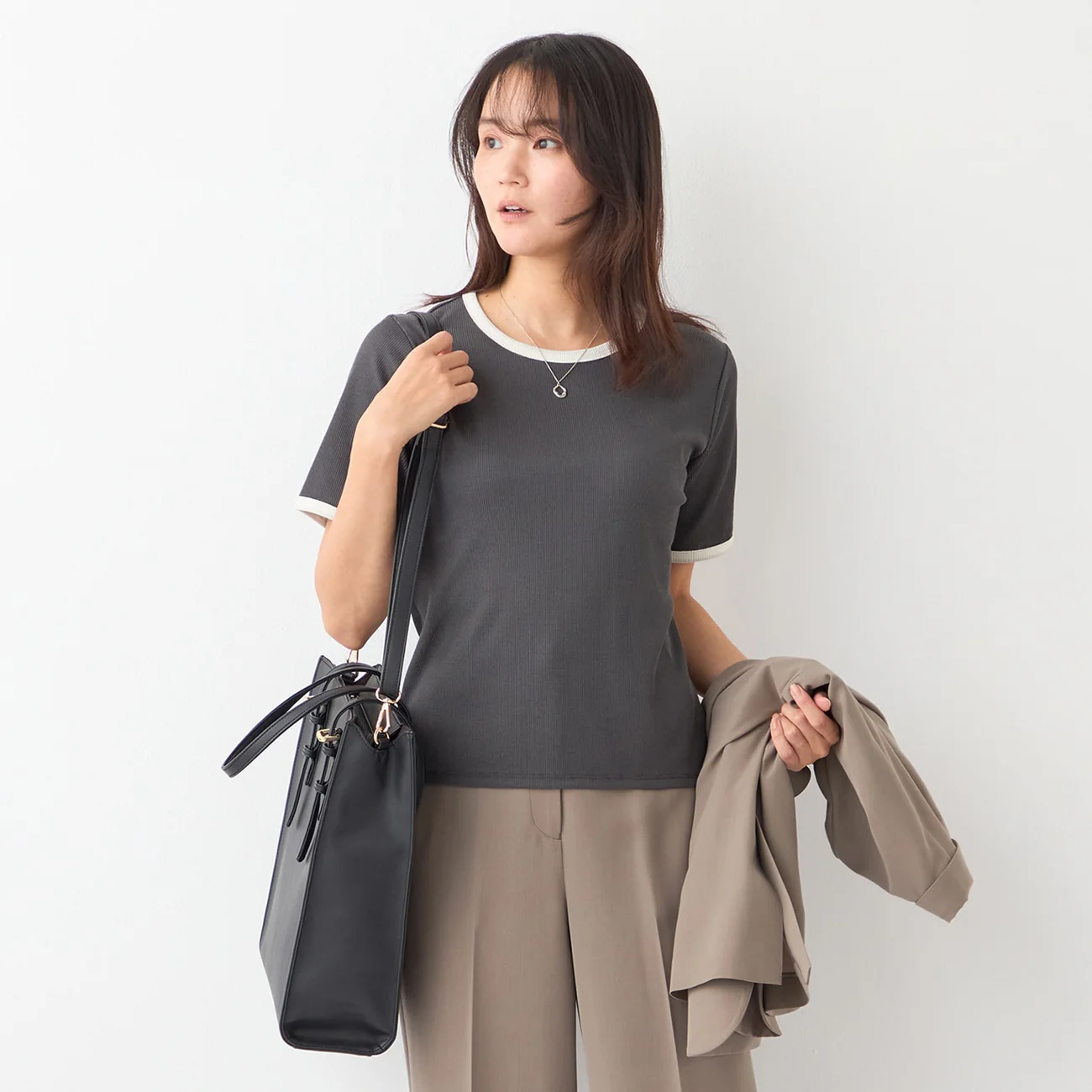 Contrast Ribbed Short Sleeve T-shirt - Image 4