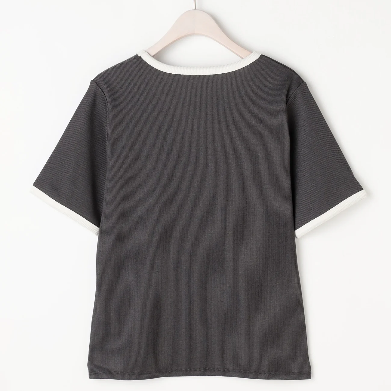Contrast Ribbed Short Sleeve T-shirt - Image 8
