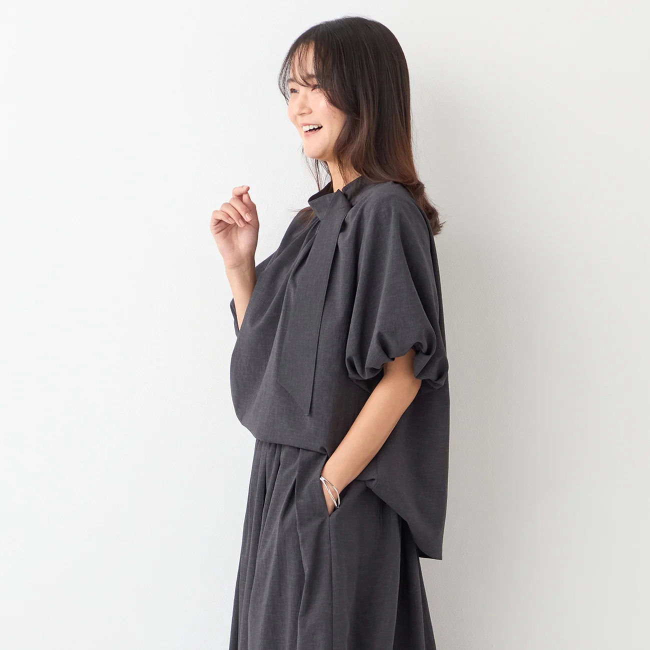 Tie-Neck Voluminous Sleeve Blouse - Image 14