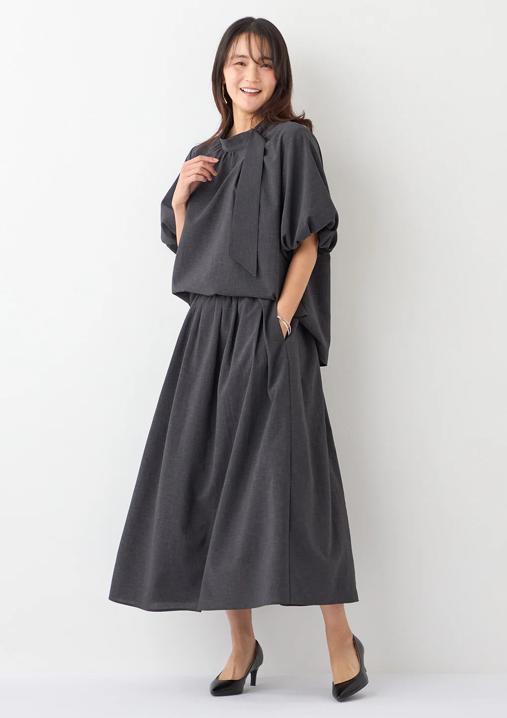 Tie-Neck Voluminous Sleeve Blouse - Image 26