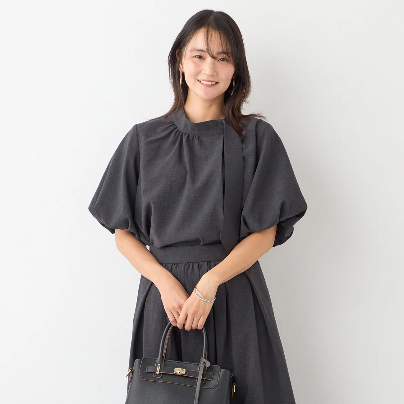 Tie-Neck Voluminous Sleeve Blouse - Image 9