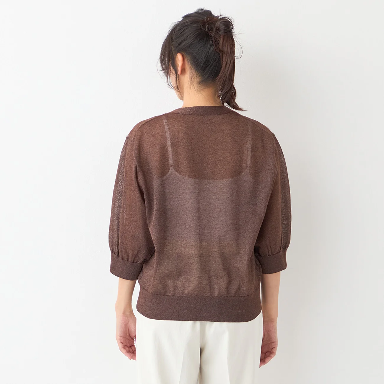 Sheer Glitter V-Neck Cardigan - Image 9