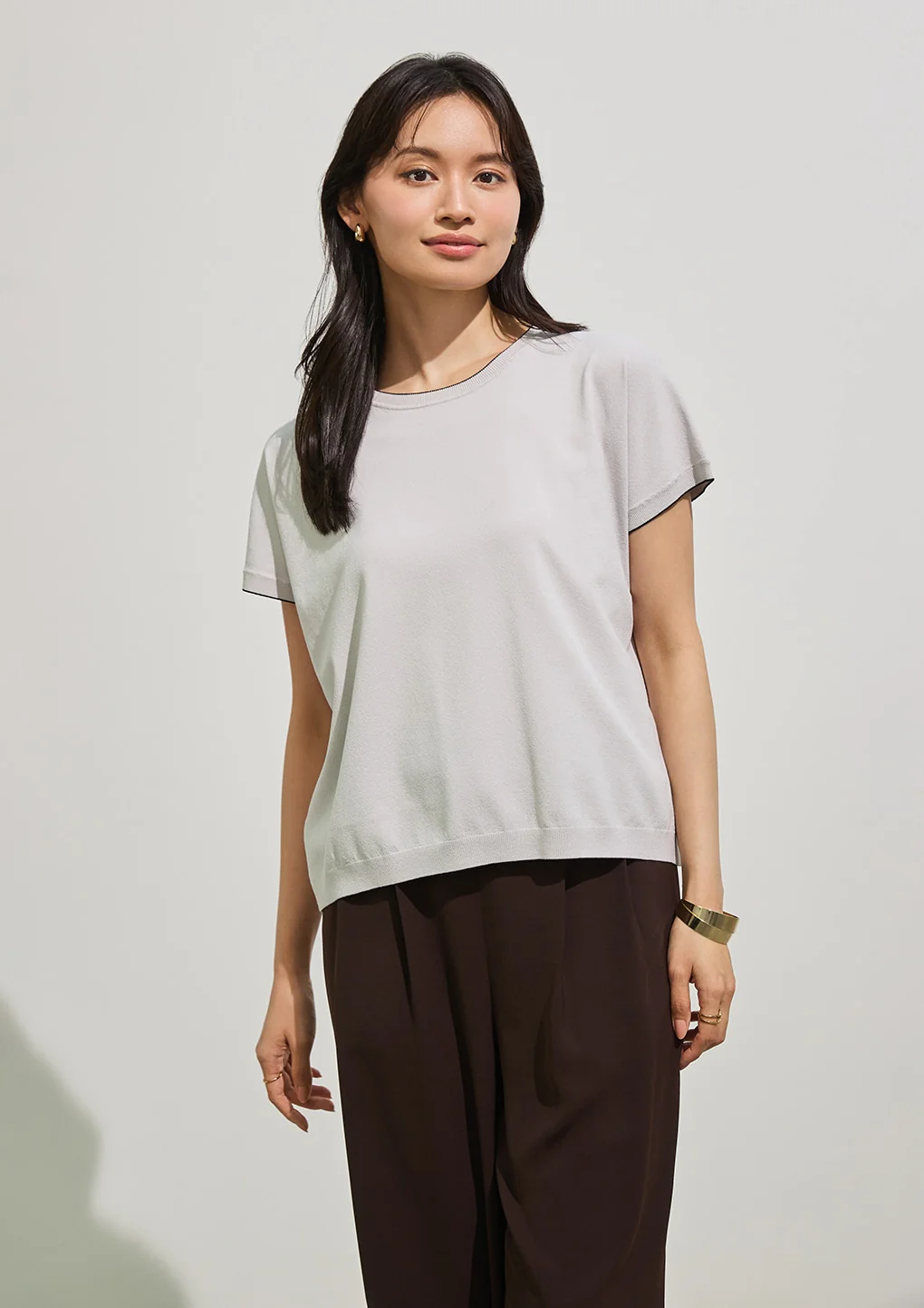 Contrast Collar Knit T-Shirt - Image 21