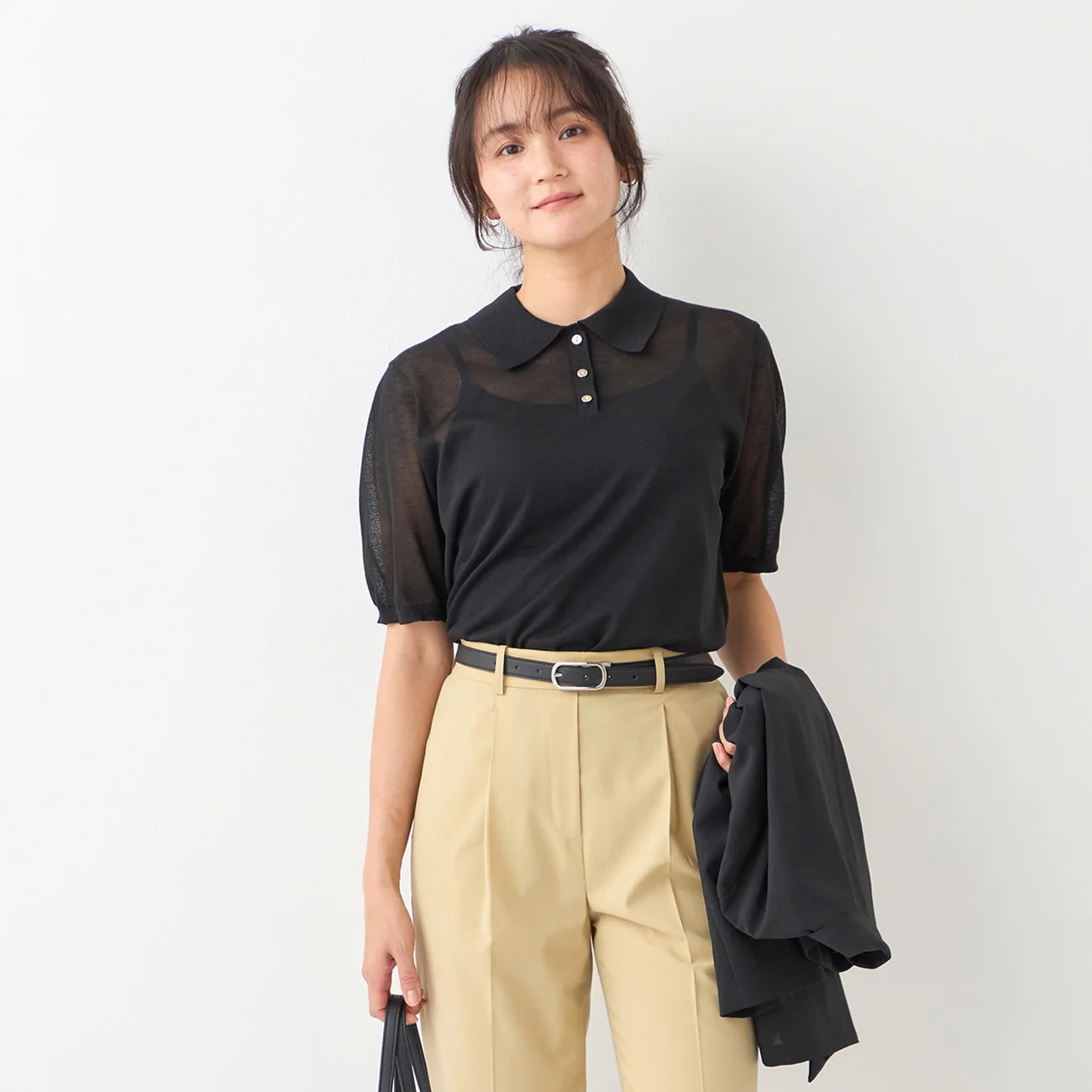 Sheer Glitter Knit Polo