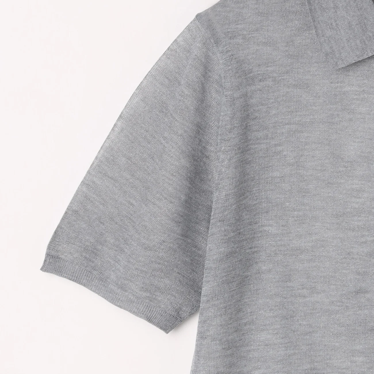 Sheer Glitter Knit Polo - Image 14