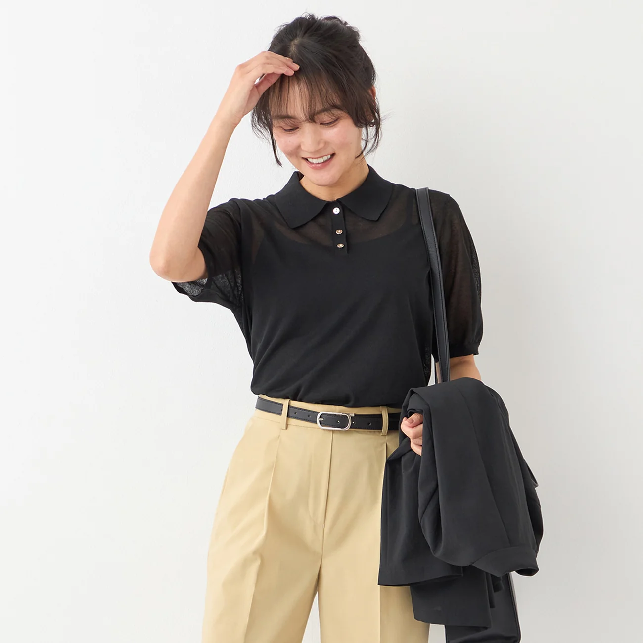 Sheer Glitter Knit Polo - Image 2