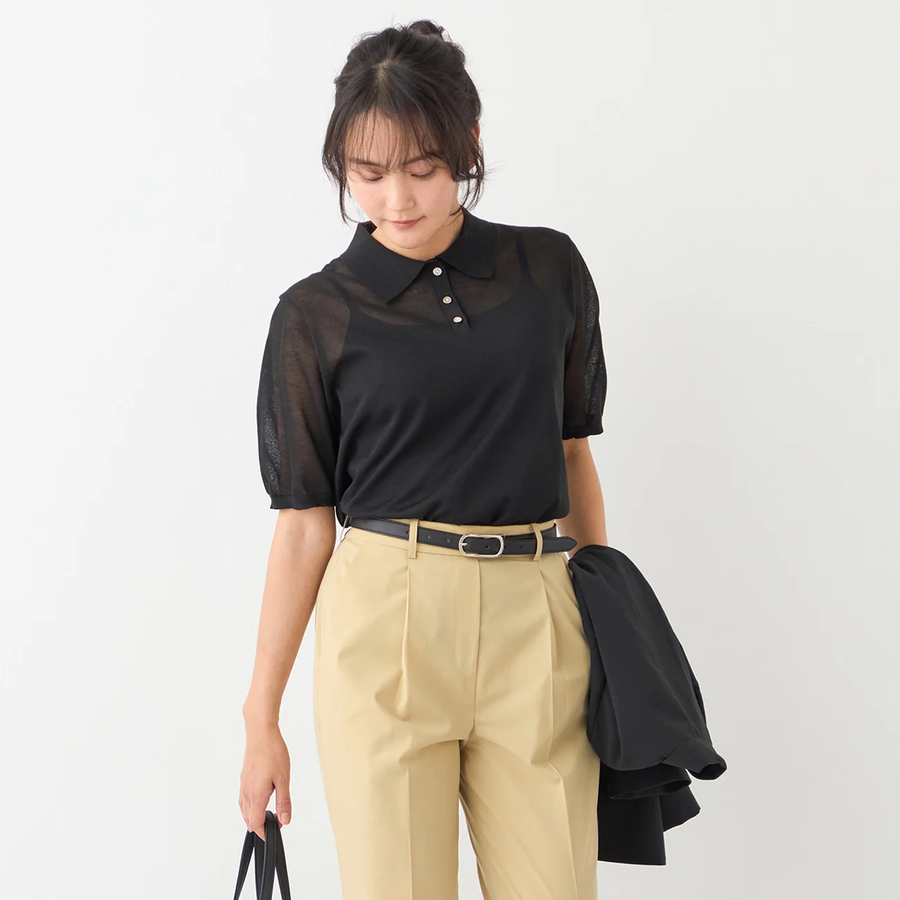 Sheer Glitter Knit Polo - Image 3