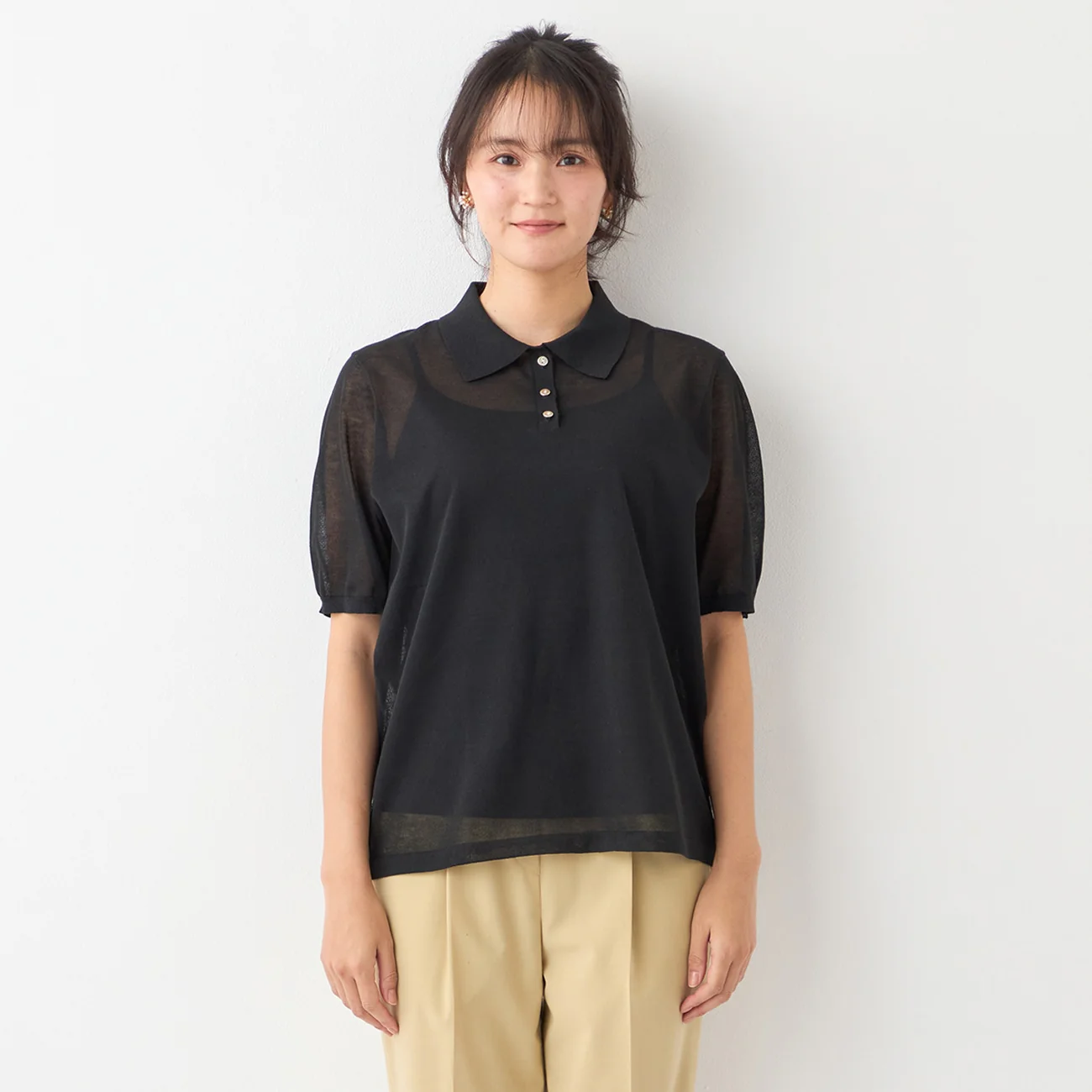 Sheer Glitter Knit Polo - Image 4