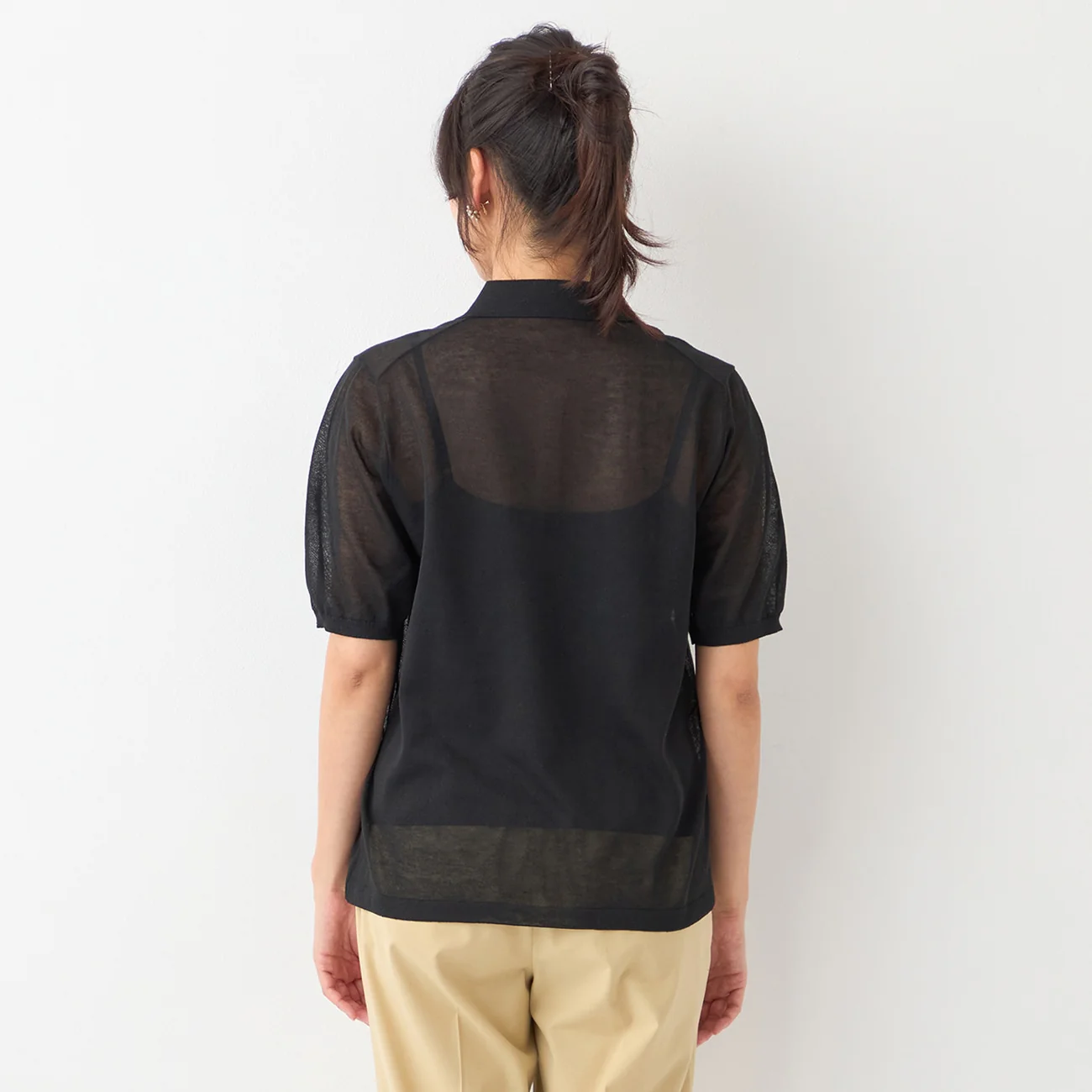 Sheer Glitter Knit Polo - Image 5