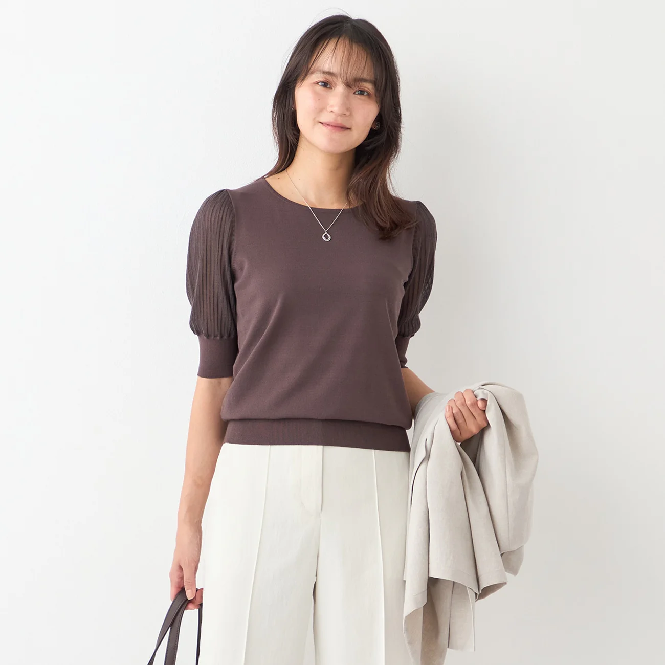 Sheer Sleeve Knit Top - Image 11