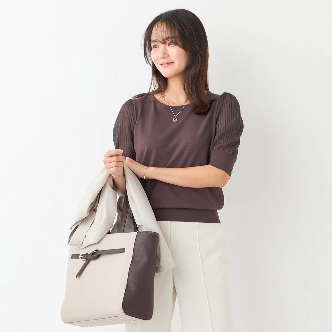 Sheer Sleeve Knit Top - Image 12